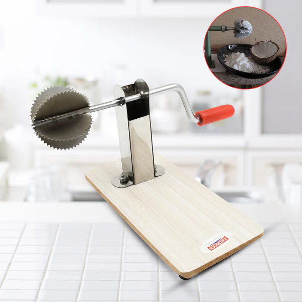 ZTK64 Stainless Steel Coconut Scraper with Wooden Base (1Pc)