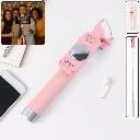 ZTE28 Wired Selfie Stick with Rearview Mirror & Built-In Shutter Button (1Pc)