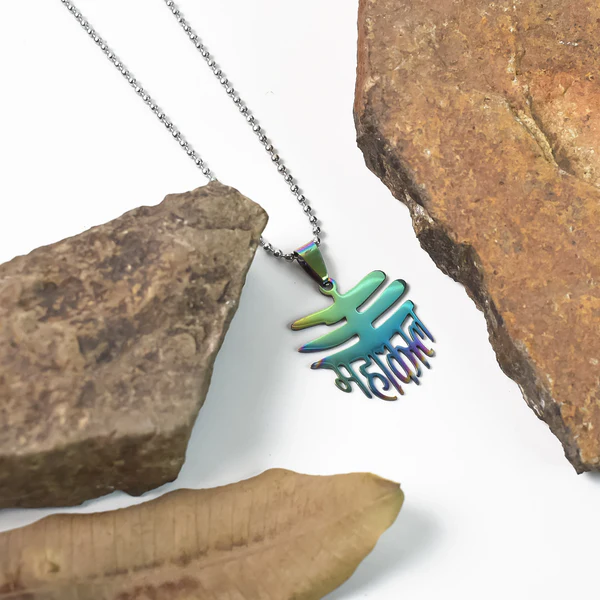 ZTJ34 Stainless Steel Colourful Mahakaal Pendent Chain Necklace (1Pc)