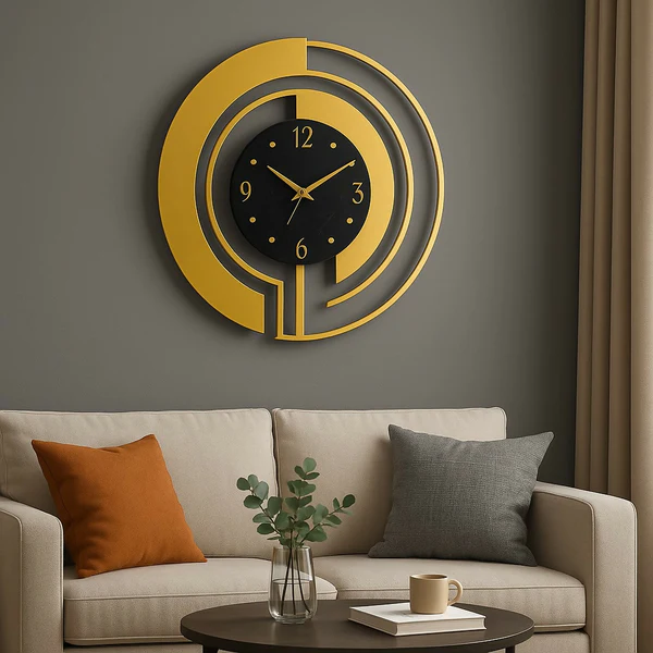 ZTH95 Home Decor Luxury Gold & Black Designer Wall Clock