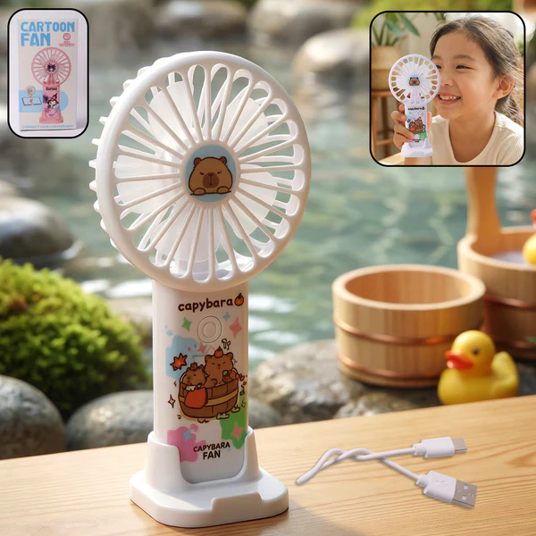 ZTE32 Cute Cartoon Rechargeable Handheld Fan (1Pc)