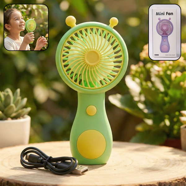 ZTE33 Cute Cartoon Style Rechargeable Mini Handheld Fan (1Pc)