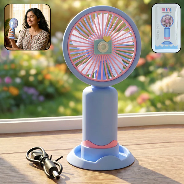 ZTE35 Dual-Use Rechargeable Mini Handheld & Table Fan (1Pc)