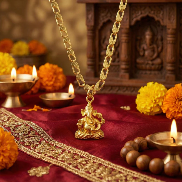 ZTJ37 Lord Ganesha Pendant with Chain – Blessings of Prosperity Necklace