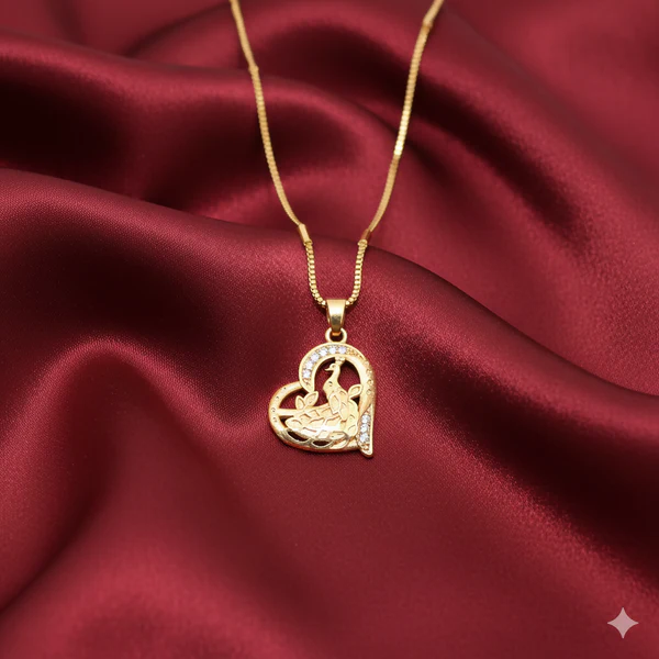 ZTJ40 Gold-Plated Heart & Peacock Pendant Necklace For women and Girls