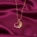 ZTJ41 Gold-Plated AD Heart & Floral Pendant Necklace For women and Girls.