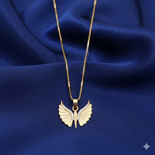 ZTJ46 Gold Plated AD Butterfly Wing Pendant Necklace For Women and Girls
