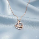 ZTJ48 Rose Gold Plated Love Circle Necklace AD Pendant