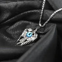 ZTJ50 Silver Plated Angle Wings Cross Blue Eyes Pendant With Chain Necklace For Men (1Pc)