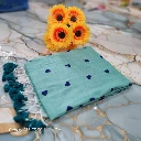 ZTNSS7 Women Classic Khadi Cotton Saree Heart Woven Design (Mint Green)