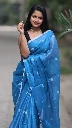 ZTNSS22 Women's Soft Jamdani Saree in Sky Blue Color with Silver Zari Border