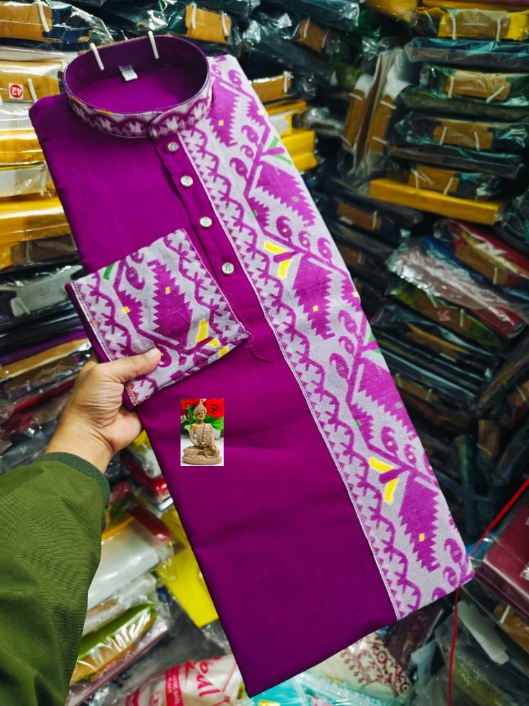 ZTNSK17 All Over Jamdani Panjabi Pure Cotton Premium Traditional Wear (Vibrant Purple)