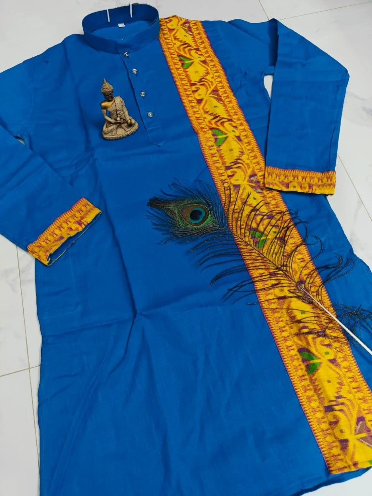 ZTNSK24 All Over Jamdani Panjabi Pure Cotton Premium Traditional Wear (Royal Blue)