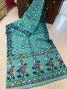ZTNSS26 Premium Dhakai Jamdani Saree with Matching Blouse Piece (Aqua Blue)