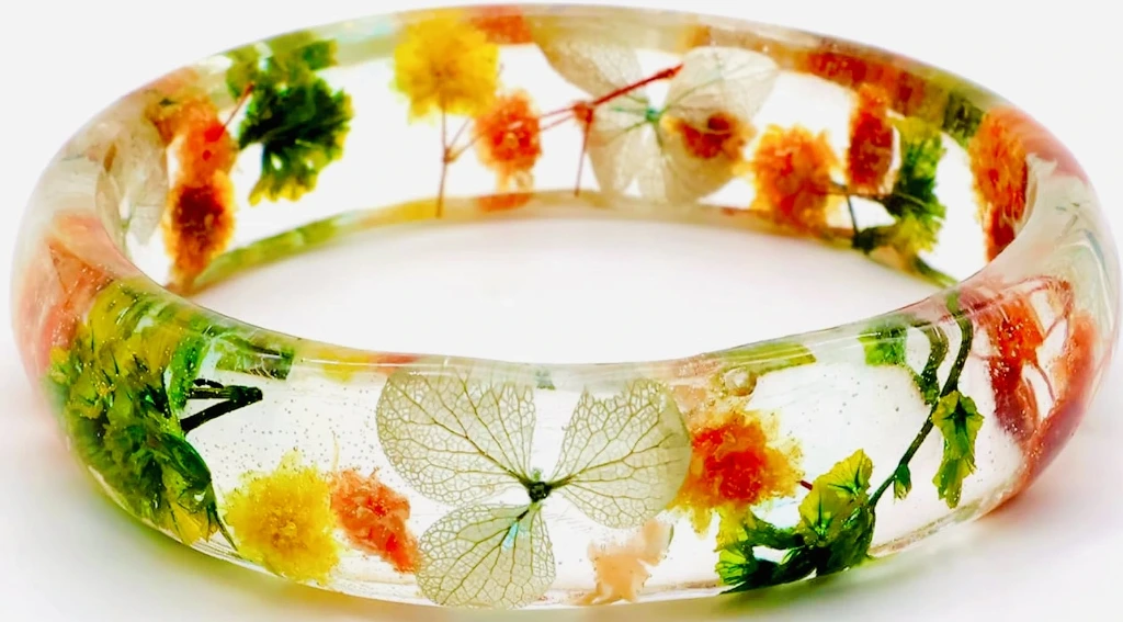 ZTJONE14 Botanical Garden Floral Resin Bangle