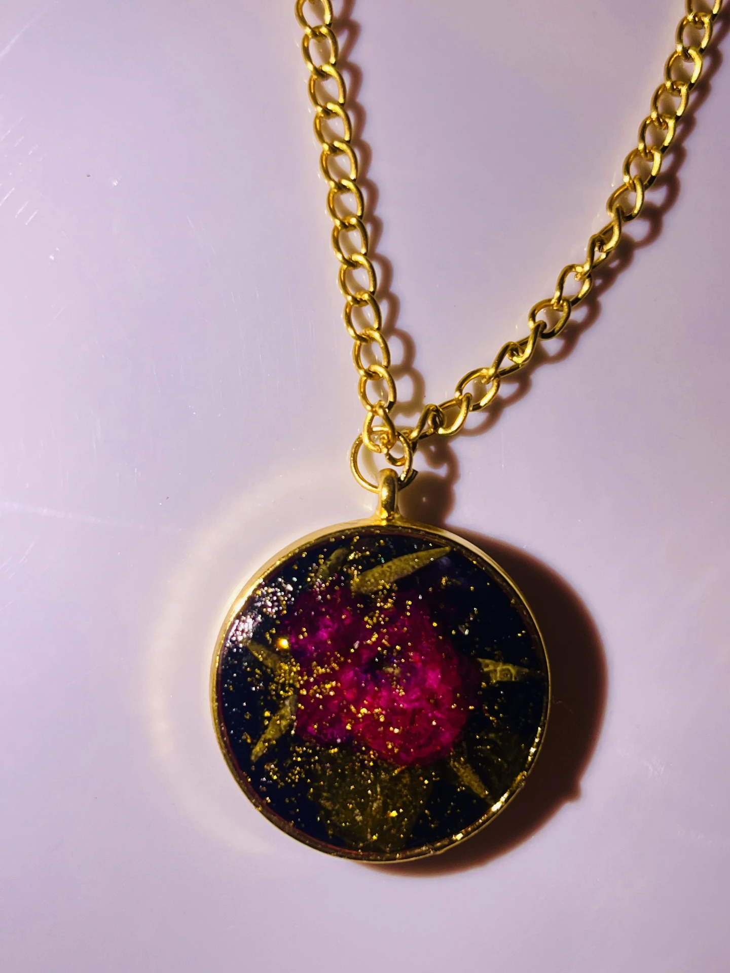 ZTJONE21 Midnight Bloom Resin Pendant Necklace