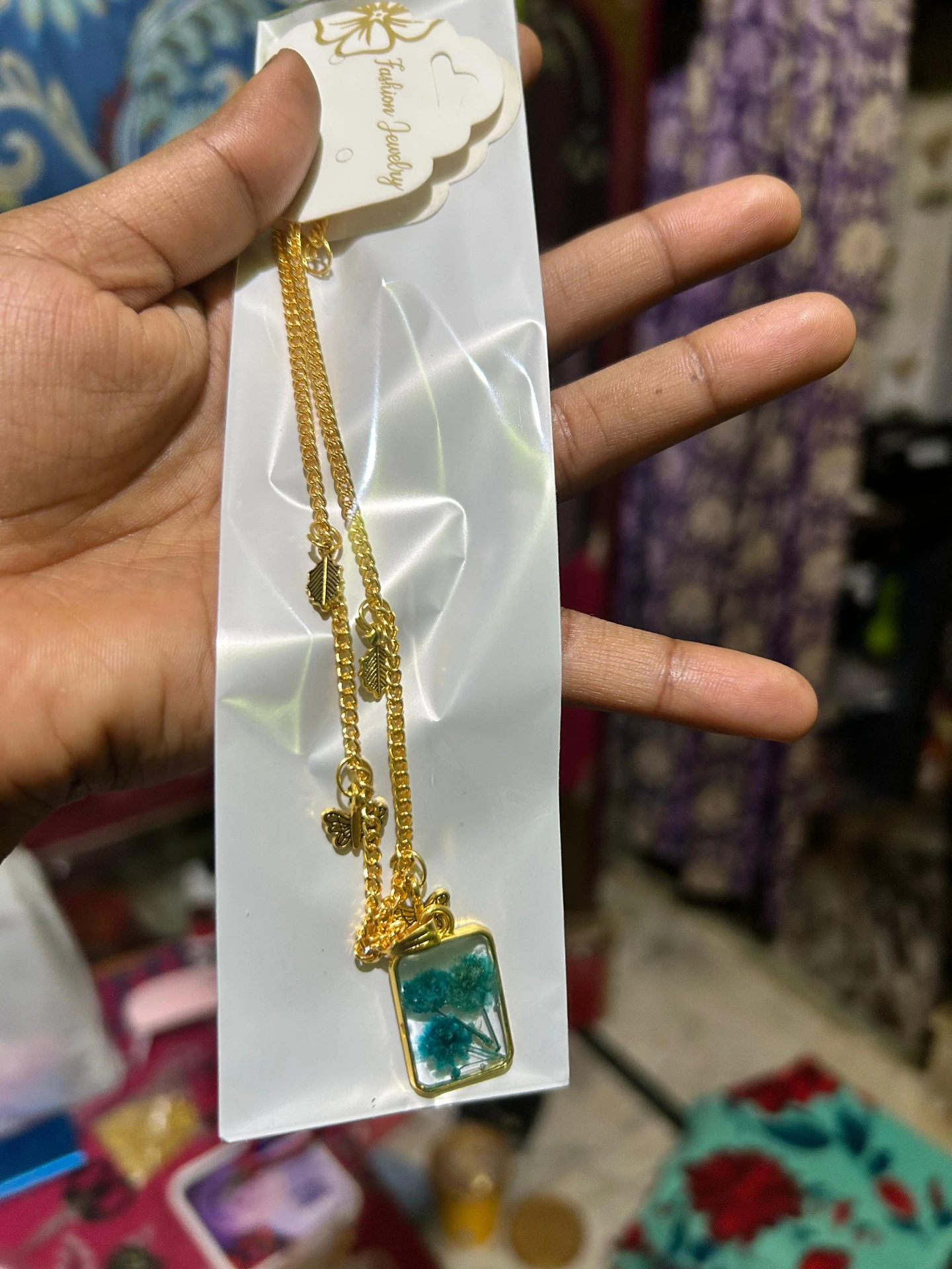 ZTJONE30 Handmade Floral Resin Gold Chain Necklace