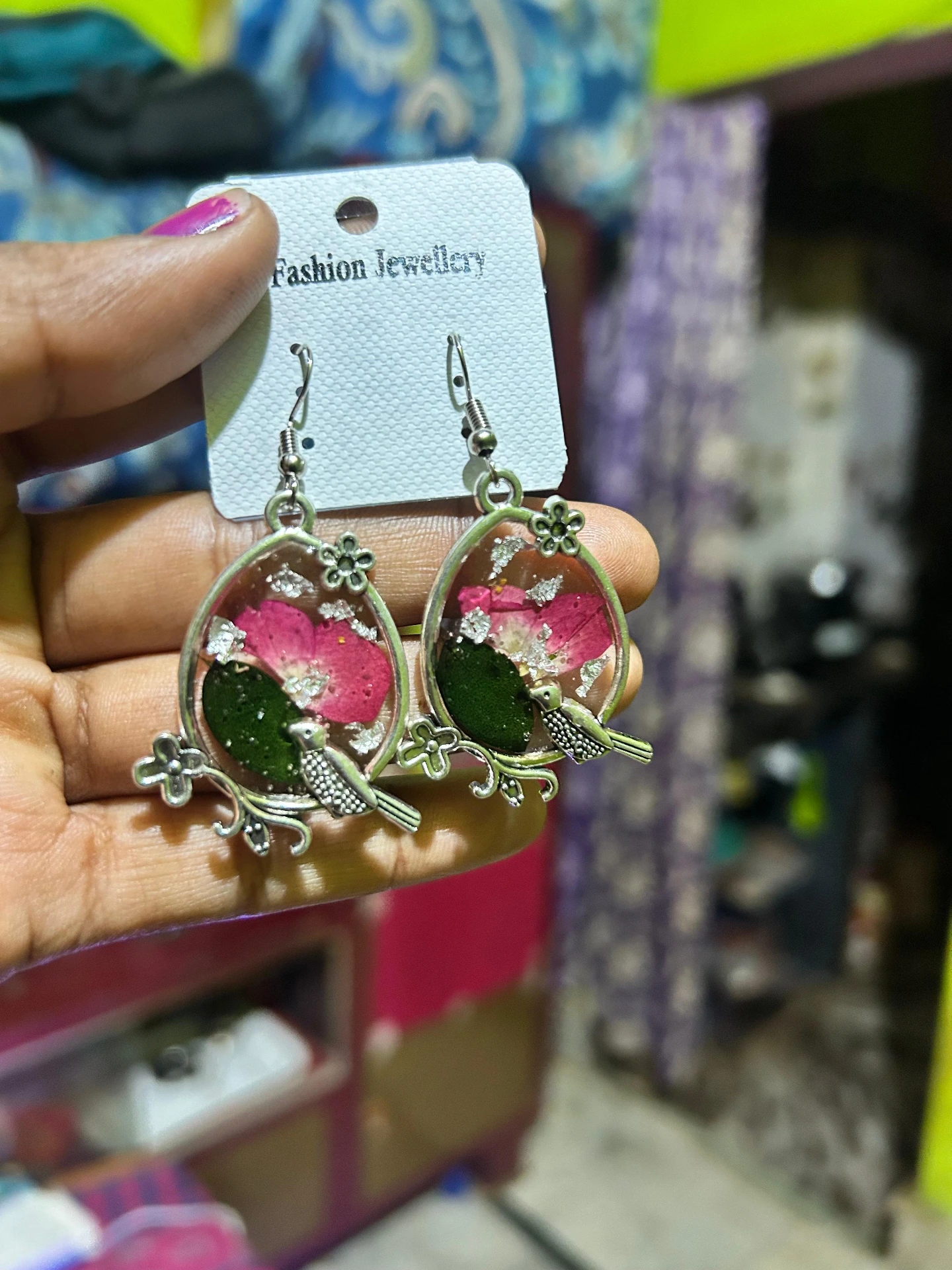 ZTJONE31 Handmade Botanical Bird Charm Earrings