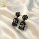 ZTJ51 Black Crystal Studded Jhumka Earrings for Women & Girls.