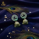 ZTJ60 Mint Green Peacock Stone Jhumka Earrings