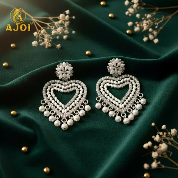 ZTJ62 Heart-Shaped Pearl Drop Earrings For Women And Girls
