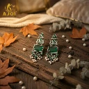 ZTJ64 Royal Green Kundan & Pearl Antique Silver Earrings Women And Girls