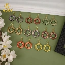 ZTJ70 Elegant Hexa-Textured Dangle Earrings – Lightweight Handmade Earrings (Pack Of 8)