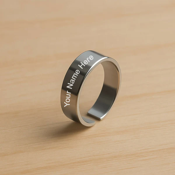 ZTC12 Custom Engraved Silver Stainless Steel Adjustable Ring