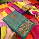 ZTNSS42 Premium South Muga Silk Saree with Copper Zari Border & Butta Design