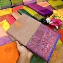 ZTNSS43 Premium South Muga Silk Saree with Dual Tone Finish & Copper Zari Border