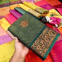 ZTNSS49 Forest Green South Silk Saree with Antique Copper Zari Border