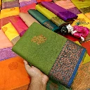 ZTNSS52 Leaf Green South Silk Saree with Copper Zari Border