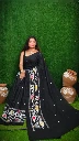 ZTNSS57 Black Korat Par Rayon Saree with Multicolor Thread Butta Work