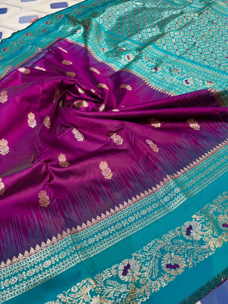 ZTNSS66 Premium Ikkat Mahabalipuram Silk Saree with Zari Butta & Heavy Contrast Border