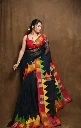 ZTNSS80 Black Multicolour Resham Kota Appliqué Saree with Handcrafted Border