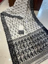 ZTNSS81 Exclusive Soft Dhakai Jamdani Saree in Ivory White with Black Woven Border