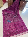 ZTNSS85 Exclusive Soft Dhakai Jamdani Saree in Wine Purple with Contrast Woven Border