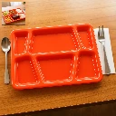 ZTK76 Plastic Multi-Compartment Rectangular Meal Serving Tray / Plate (1Pc / Red)