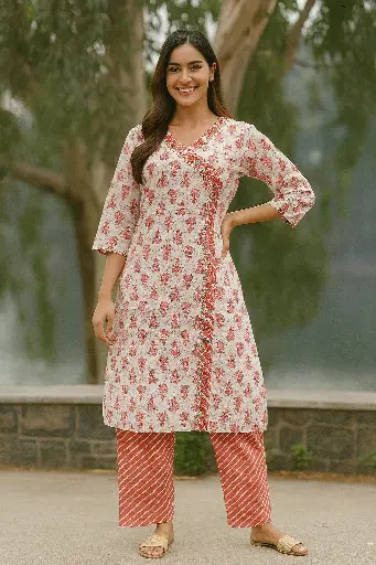 ZT10 Women's Premium Quality Pure Cotton Kurti With Pant Set