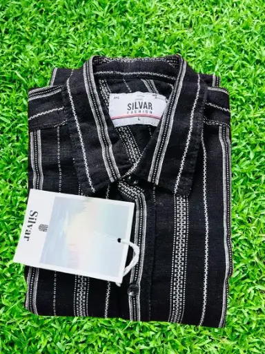 ZT1 Men's Regular Fit Striped Spread Collar Casual Shirt