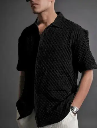 ZT8 Mini Square Pattern Men's Half Arm Shirt 
