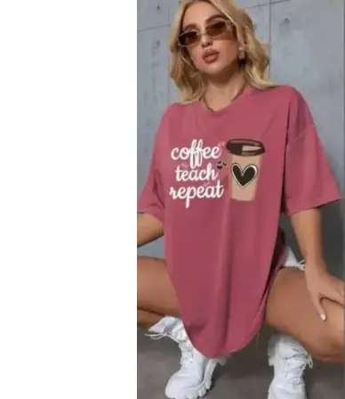 ZT1 Fancy Stylish Printed Oversized Round Neck Women's T-Shirts