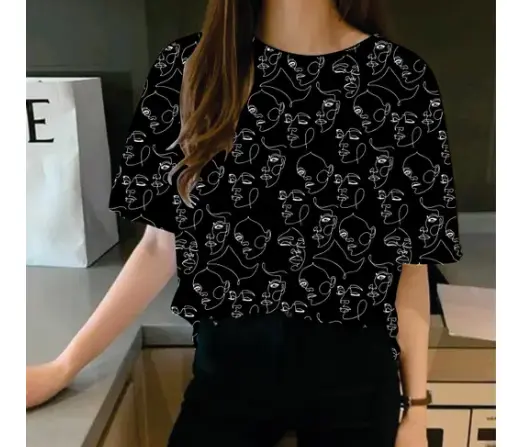 ZT17 Trandy Half Sleeve Printed T-Shirts For Women's.