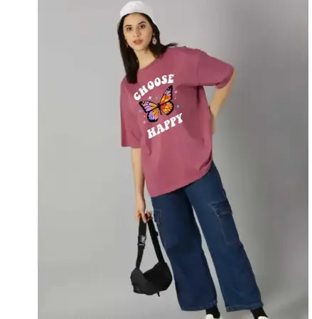 ZT20 Trendy Fashionista Partywear Unique Printed Oversized T-Shirt For Women's.