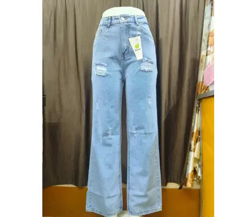 ZT3 Fit High-Rise Low Distress Light Fade Pure Cotton Jeans For Women's