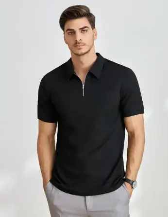 ZT7 Stockton Men's V-Neck with Zip Closure Type T-Shirt 
